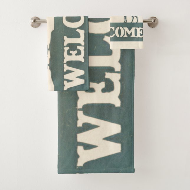 Moose Evergreen Trees Willkommen Badhandtuch Set (Insitu)