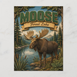 Moose Forest Lake POPCUT Postkarte