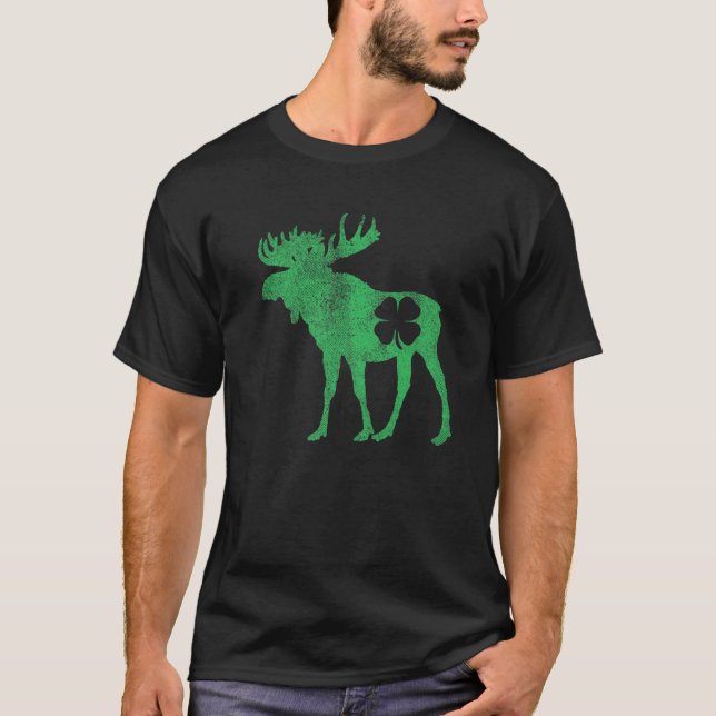 Moose Gift St. Patrick's Day Kleeblatt Clover Iris T-Shirt (Vorderseite)