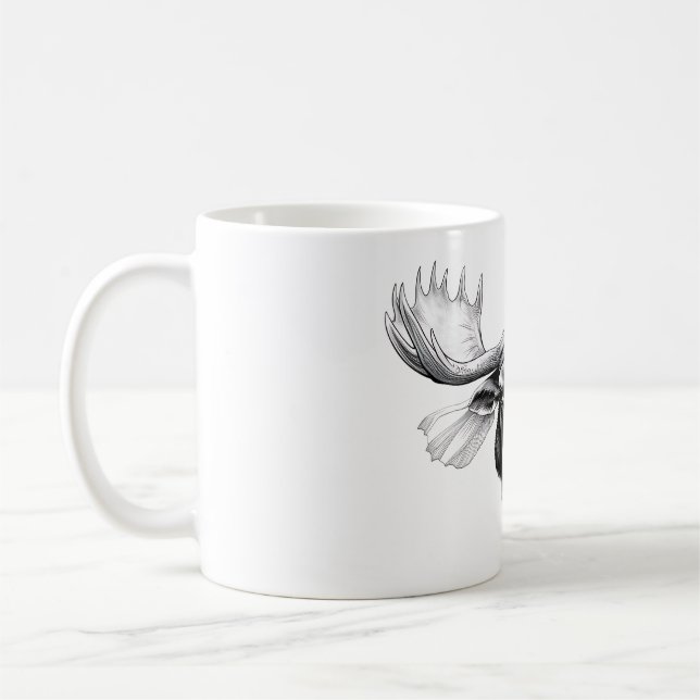 Moose Head Design Schwarz/Weiß Kaffeetasse (Links)