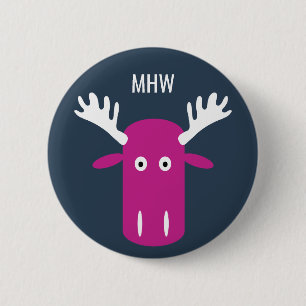 Moose Head Pop Art benutzerdefinierte Monogramm-Ta Button