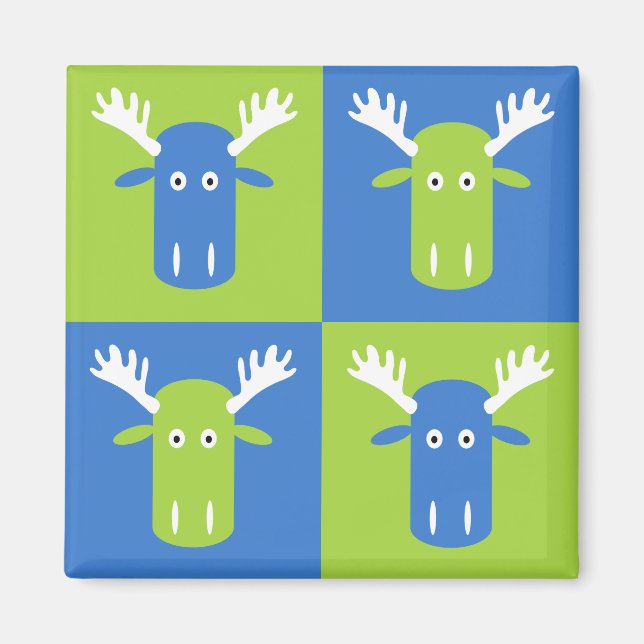 Moose Head Pop Art Magnet (Vorne)