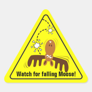 Moose Head_Road Sign_Watch für fallendes Elch! Dreieckiger Aufkleber