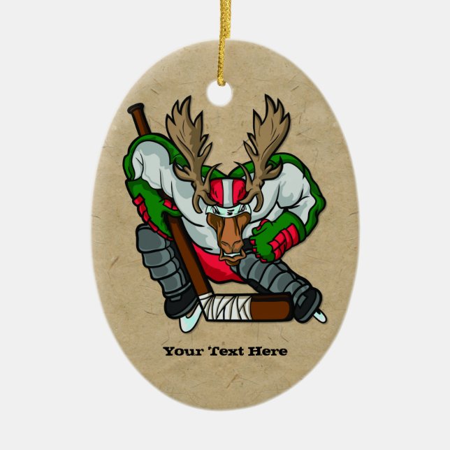 Moose Hockey Keramik Ornament (Vorne)