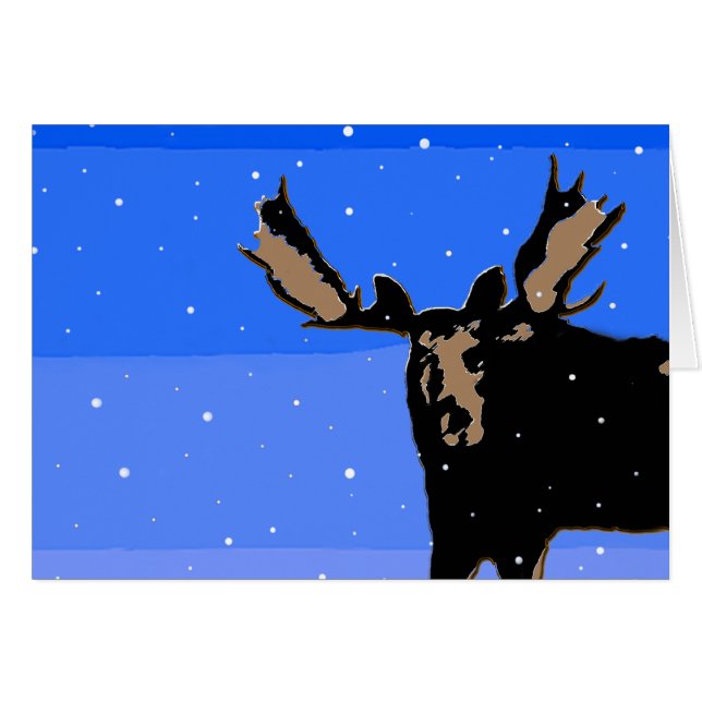 Moose im Winter - Original Wildlife Art (Vorderseite (Horizontal))