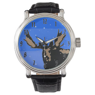 Moose im Winter - Original Wildlife Art Armbanduhr