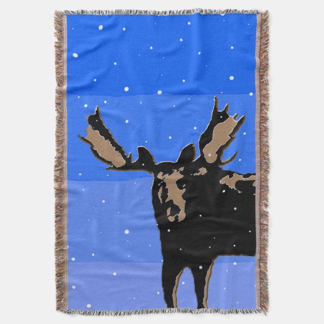 Moose im Winter - Original Wildlife Art Decke (Vorderseite Vertikal)