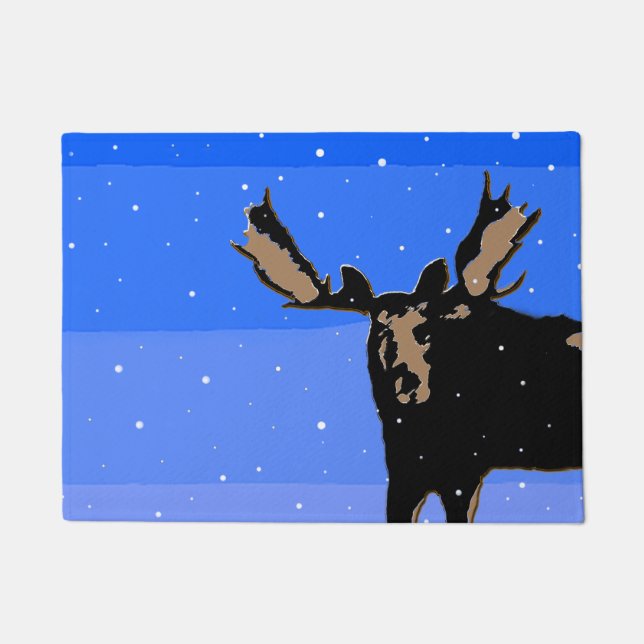Moose im Winter - Original Wildlife Art Fußmatte (Vorderseite)