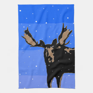 Moose im Winter - Original Wildlife Art Geschirrtuch