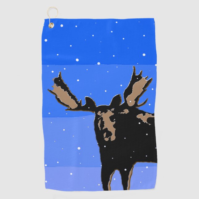 Moose im Winter - Original Wildlife Art Golfhandtuch (Vorderseite)