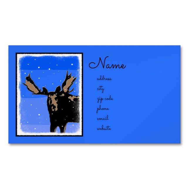 Moose im Winter - Original Wildlife Art Magnetische Visitenkarte (Vorderseite)