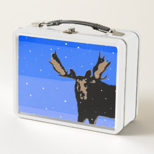 Moose im Winter - Original Wildlife Art Metall Brotdose