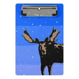 Moose im Winter - Original Wildlife Art Mini Klemmbrett