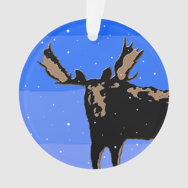 Moose im Winter - Original Wildlife Art Ornament (Vorderseite)