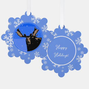 Moose im Winter - Original Wildlife Art Ornament Karte