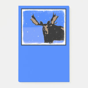 Moose im Winter - Original Wildlife Art Post-it Klebezettel