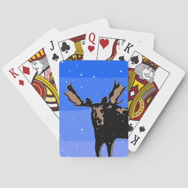 Moose im Winter - Original Wildlife Art Spielkarten (Rückseite)
