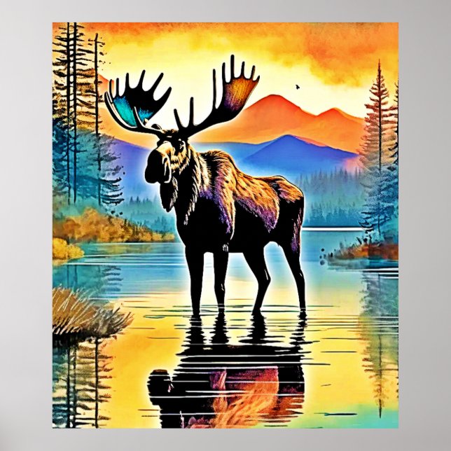 Moose Lake Sunset Majestät Poster (Vorne)