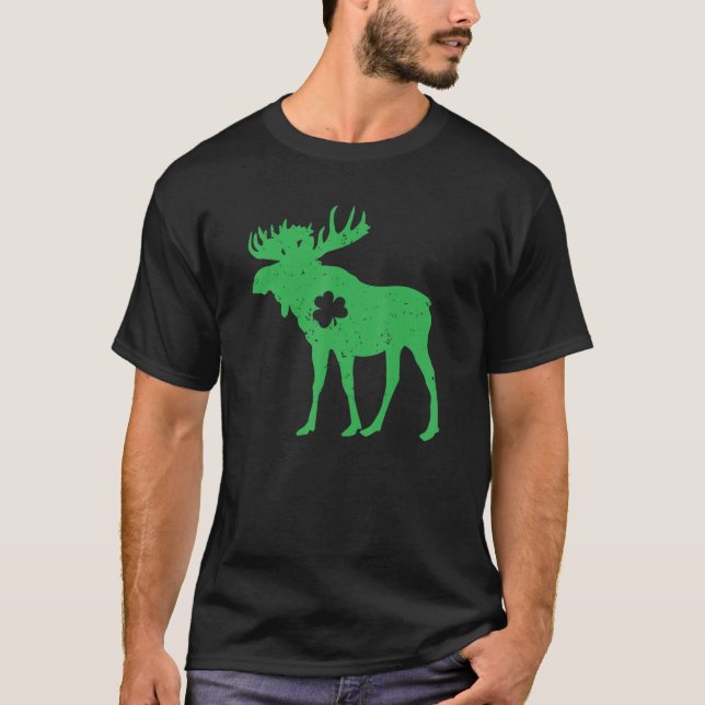 Moose Lover Irish Kleeblatt Moose St. Patrick's Da T-Shirt (Vorderseite)