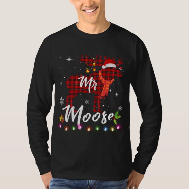 Moose Matching Family Christmas Clothes Kariert P T-Shirt (Vorderseite)