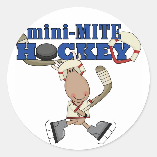 Moose Mini Mite Hockey Tshirts und Geschenke Runder Aufkleber (Vorderseite)