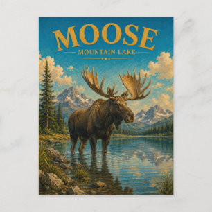 Moose Mountain Lake Wasserfarben GeoSaga Postkarte
