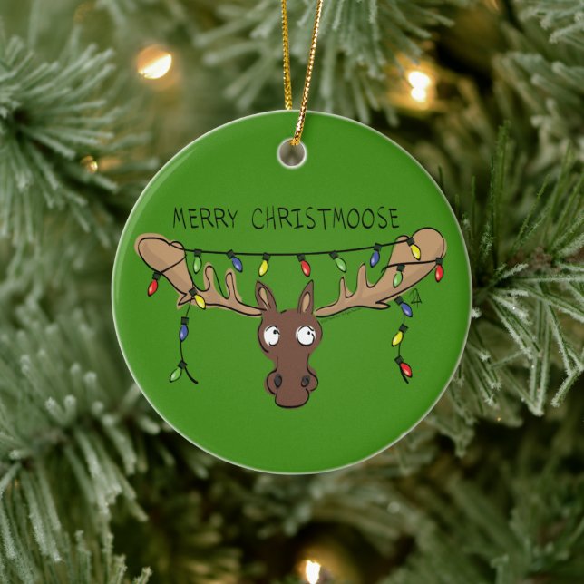 Moose Niedlich Funny Christmas Keramik Ornament (Baum)