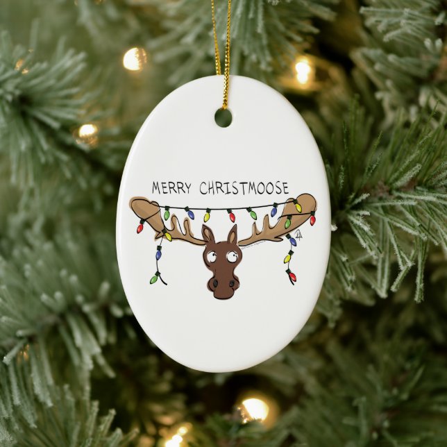 Moose Niedlich Funny Christmas Keramik Ornament (Baum)