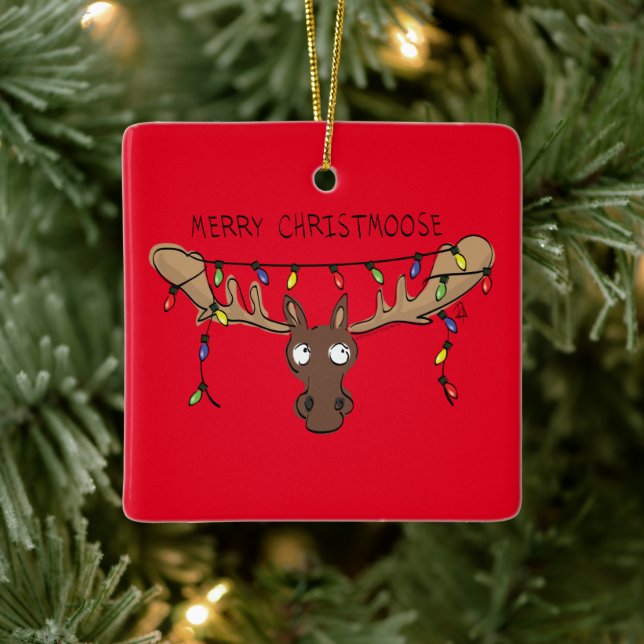Moose Niedlich Funny Christmas Keramikornament (Baum)