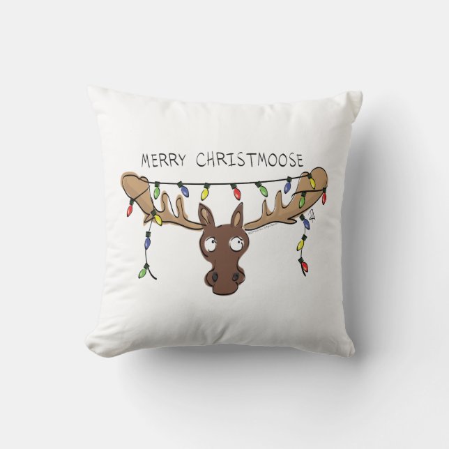 Moose Niedlich Funny Christmas Kissen (Vorderseite)