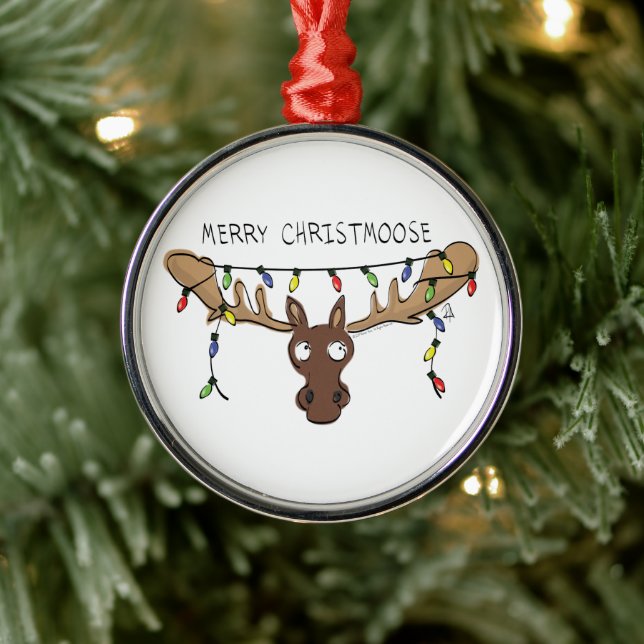 Moose Niedlich Funny Christmas Ornament Aus Metall (Baum)