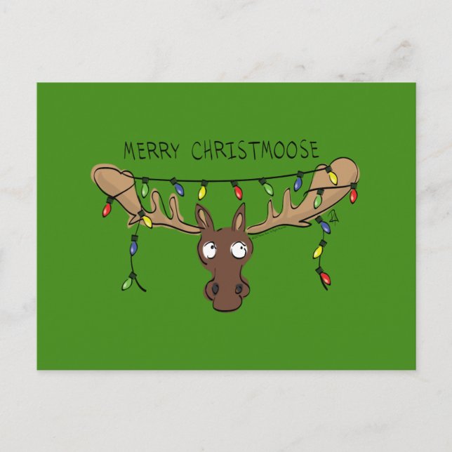 Moose Niedlich Funny Christmas Postkarte (Vorderseite)