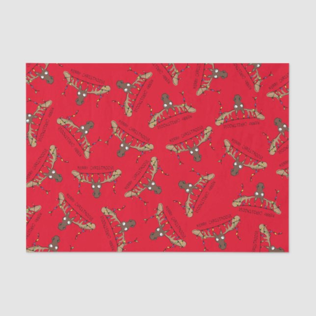 Moose Niedlich Funny Christmas Seidenpapier (Vorderseite)