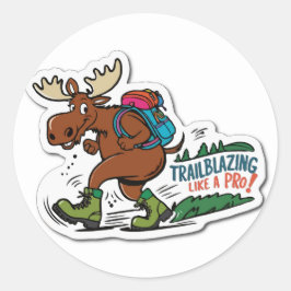 Moose on the Loose - Trailblau Adventure Meme Runder Aufkleber