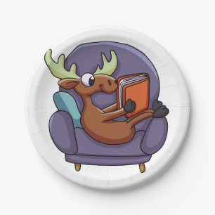 Moose reading a book wir haben Sofa Choose back co Pappteller