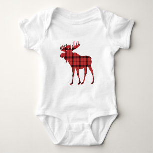 Moose Red Kariert Tartan Pattern Weihnachtsfeierta Baby Strampler