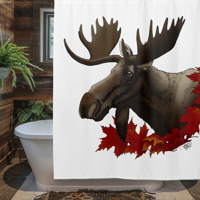 Moose Red Maple Blätter Duschvorhang (Von Creator hochgeladen)