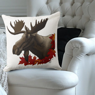 Moose Red Maple Blätter Kissen