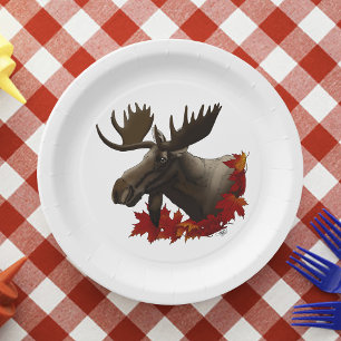 Moose Red Maple Blätter Pappteller