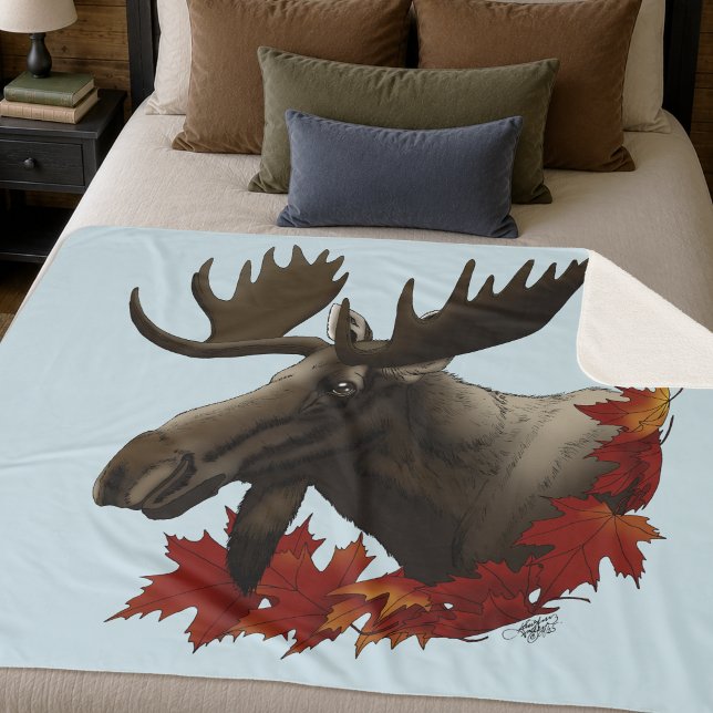 Moose Red Maple Blätter Sherpadecke (Von Creator hochgeladen)