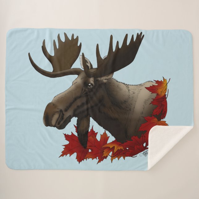 Moose Red Maple Blätter Sherpadecke (Vorderseite (Horizontal))