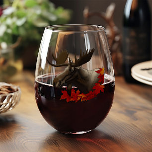 Moose Red Maple Blätter Weinglas Ohne Stiel
