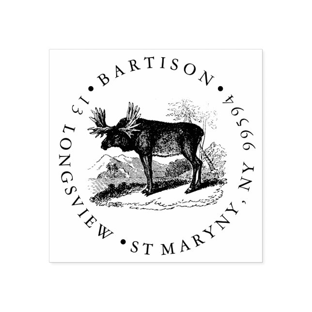 Moose ROUND RÜCKSENDEADRESSE Gummistempel (Prägung)