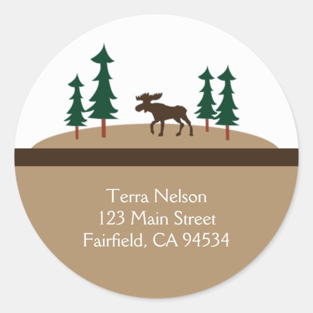MOOSE Rustic Lodge Adresse de retour Stickers (Devant)