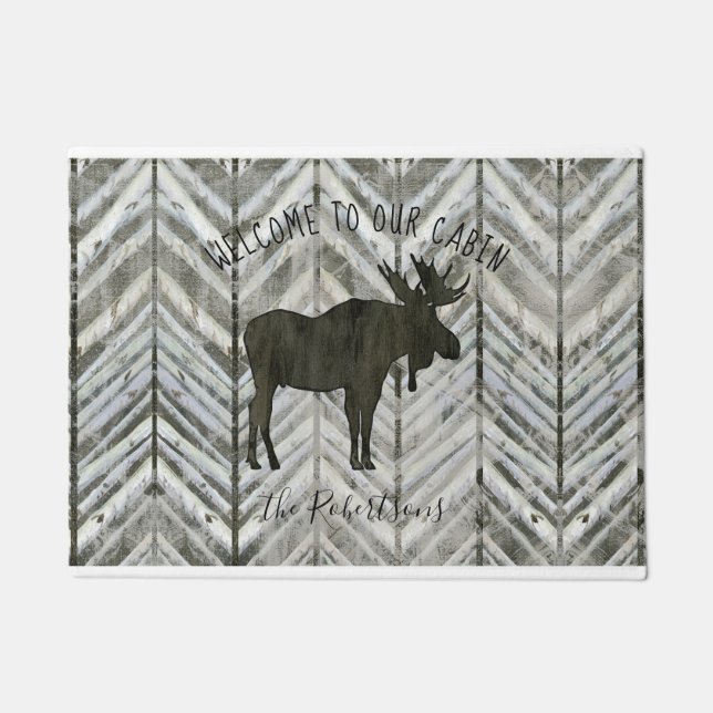 Moose Rustic Lodge Mountain Fußmatte (Vorderseite)
