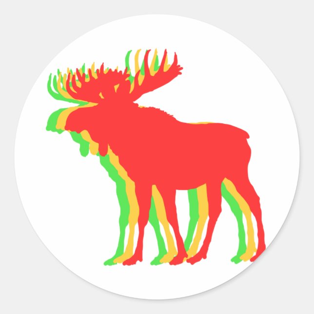 Moose Schattenfarben - Hintergrundfarbe auswählen Runder Aufkleber (Vorderseite)