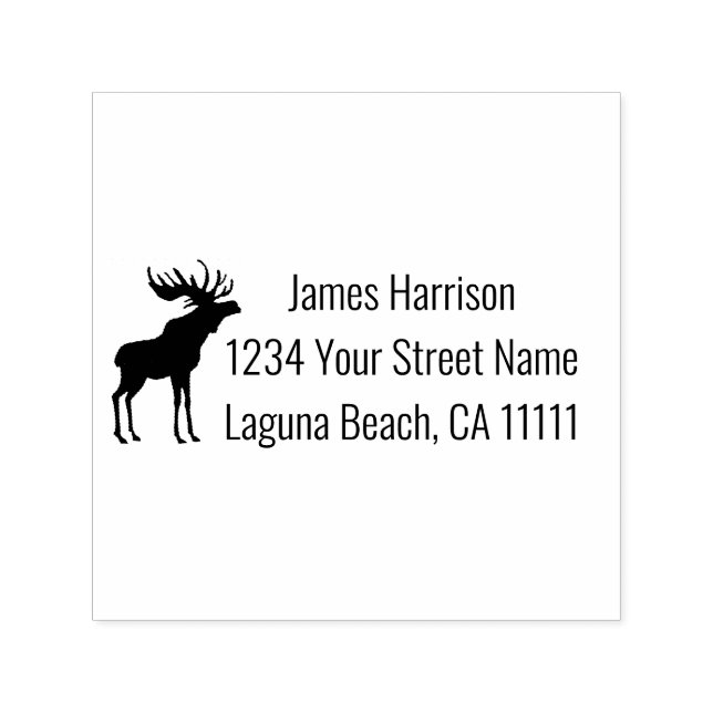 Moose Silhouette Address Self-Inking Briefmarke Permastempel (Design)