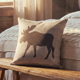 Moose Silhouette Reversible Throw Pillow Kissen