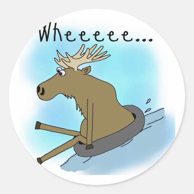 Moose Snow Tubing Runder Aufkleber (Vorderseite)