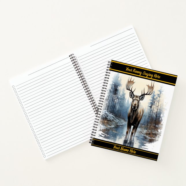 Moose steht schön in einem ruhigen Wald Notizbuch (Innenseite)
